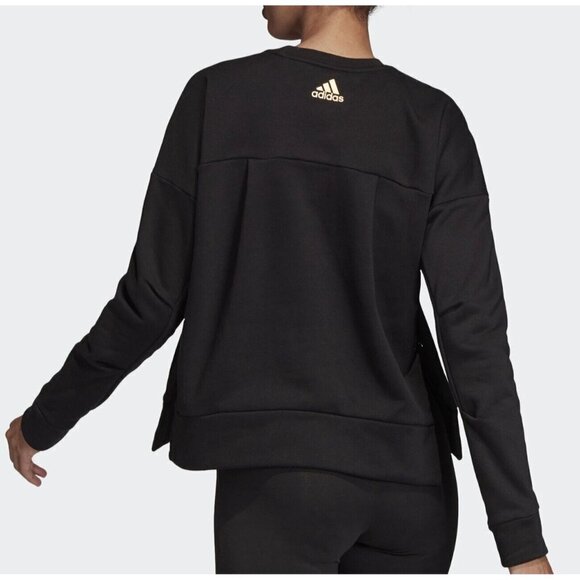 NWT Adidas glam sweat Women's Black Side Button Sweatshirt Size S - Picture 4 of 14